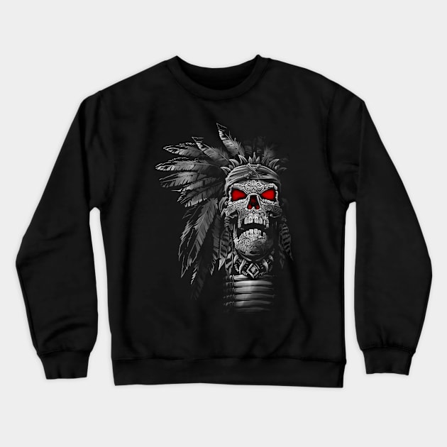 skull indian Crewneck Sweatshirt by Chack Loon